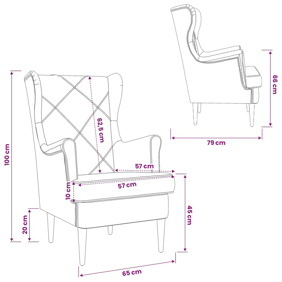 Fauteuil Bleu Velours - 8