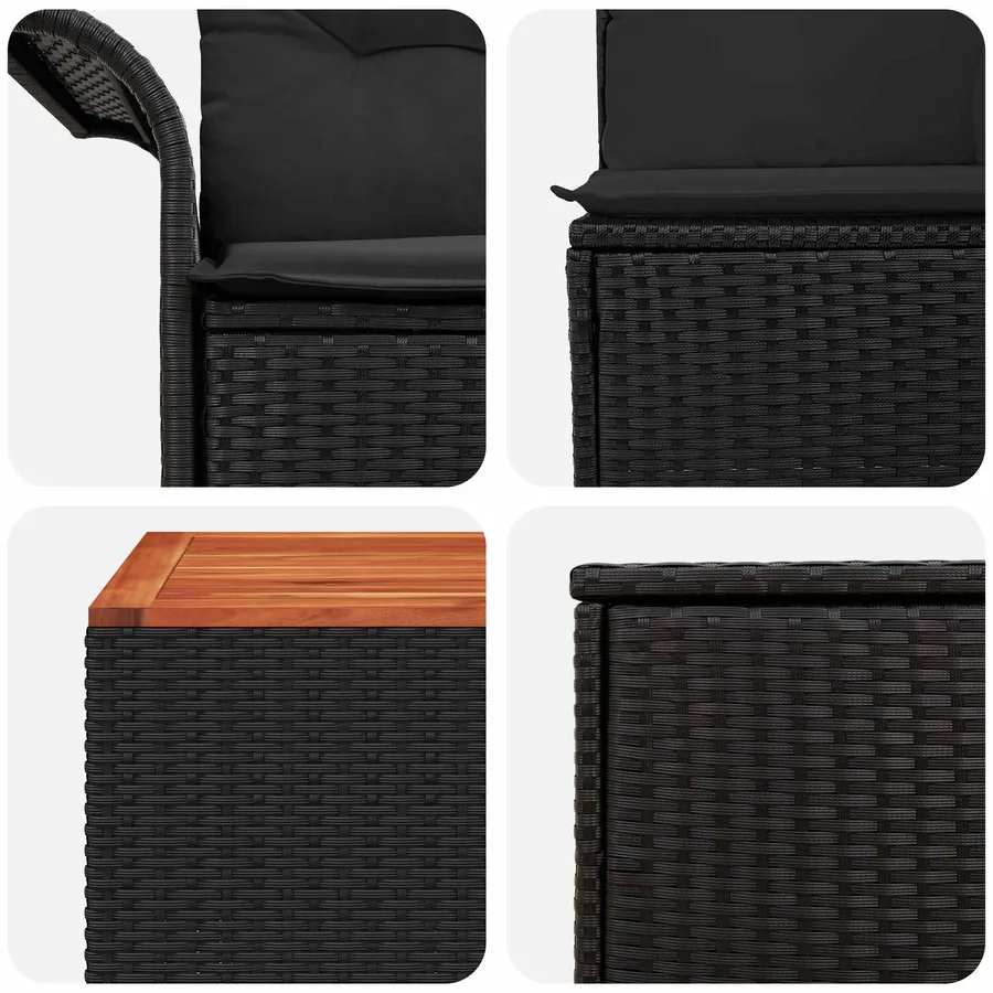 Ensemble de Canapés 6 pcs 4-Nombre de places Noir - 7