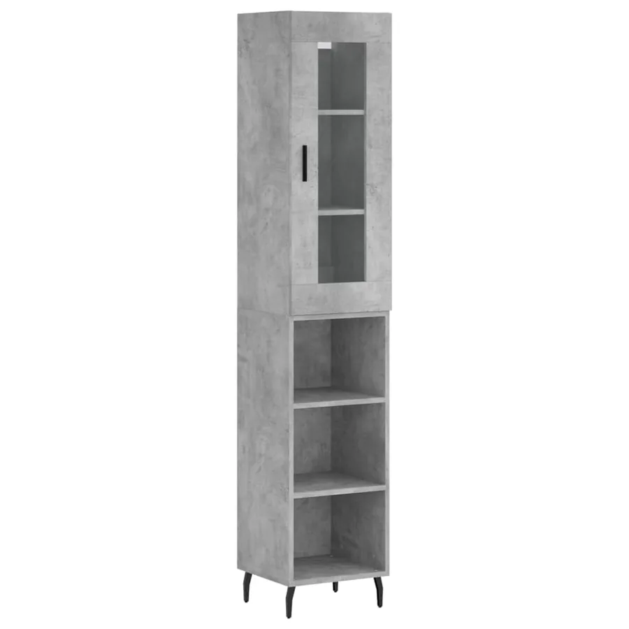 Buffet haut Gris béton 34,5x34x180 cm Bois d'ingénierie - 2