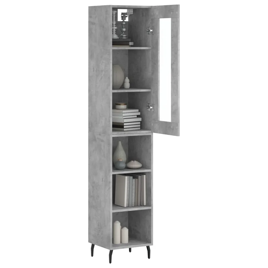 Buffet haut Gris béton 34,5x34x180 cm Bois d'ingénierie - 3