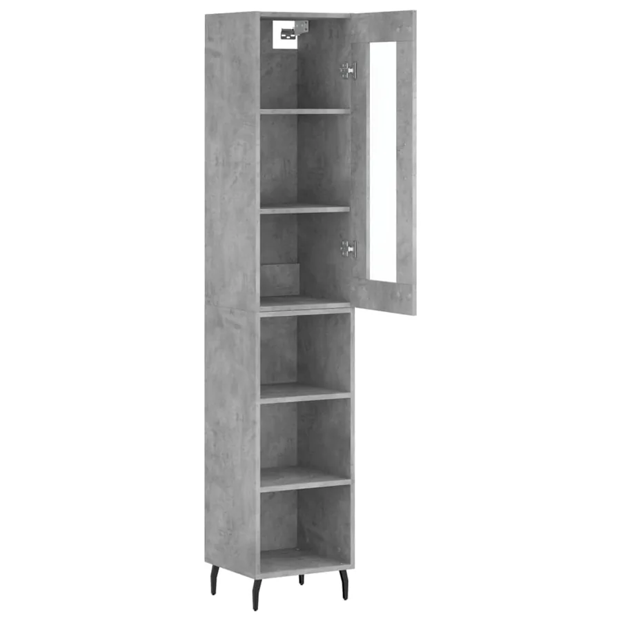 Buffet haut Gris béton 34,5x34x180 cm Bois d'ingénierie - 4