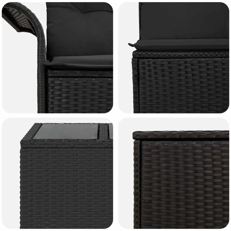 Ensemble de Canapés 6 pcs 4-Nombre de places Noir - 7