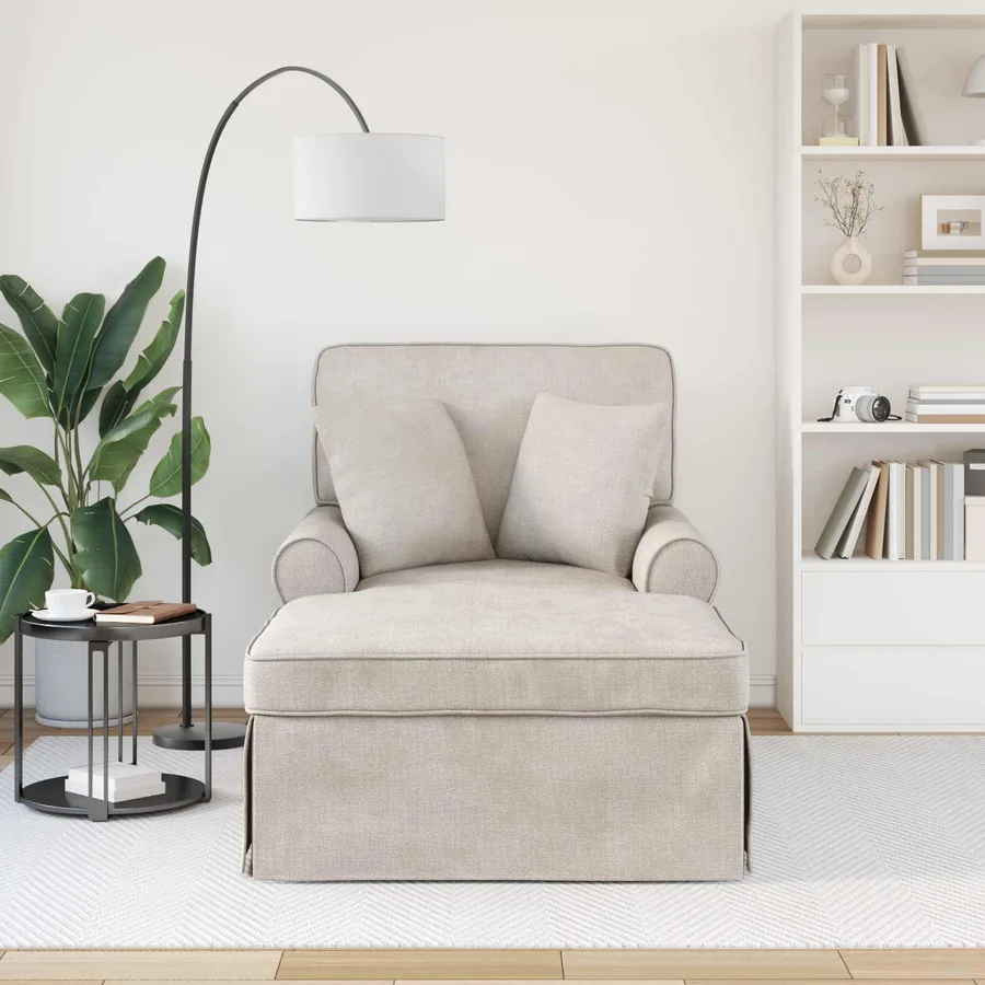 Chaise lounge avec jupe Crème 157 x 91 x 91 cm ARES - 3