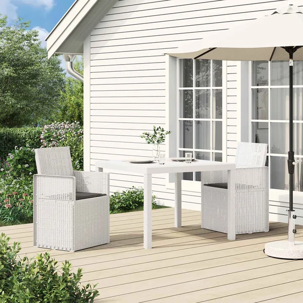 Chaises de jardin salle à manger 2 pcs Blanc et anthracite PP