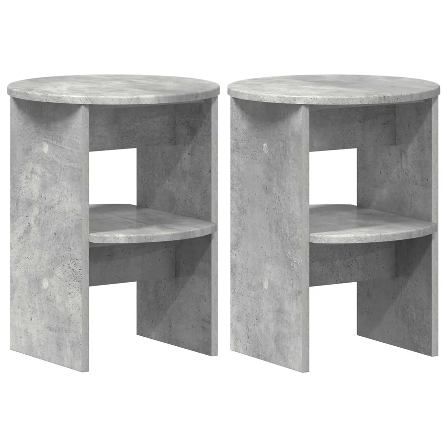 Meuble d'appoint 2 pcs Gris Béton Ø40 x 50 cm Bois d’ingénierie - 2