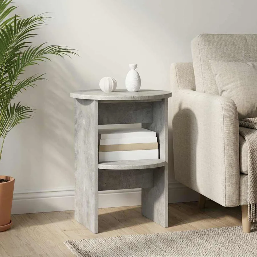Meuble d'appoint 2 pcs Gris Béton Ø40 x 50 cm Bois d’ingénierie - 4
