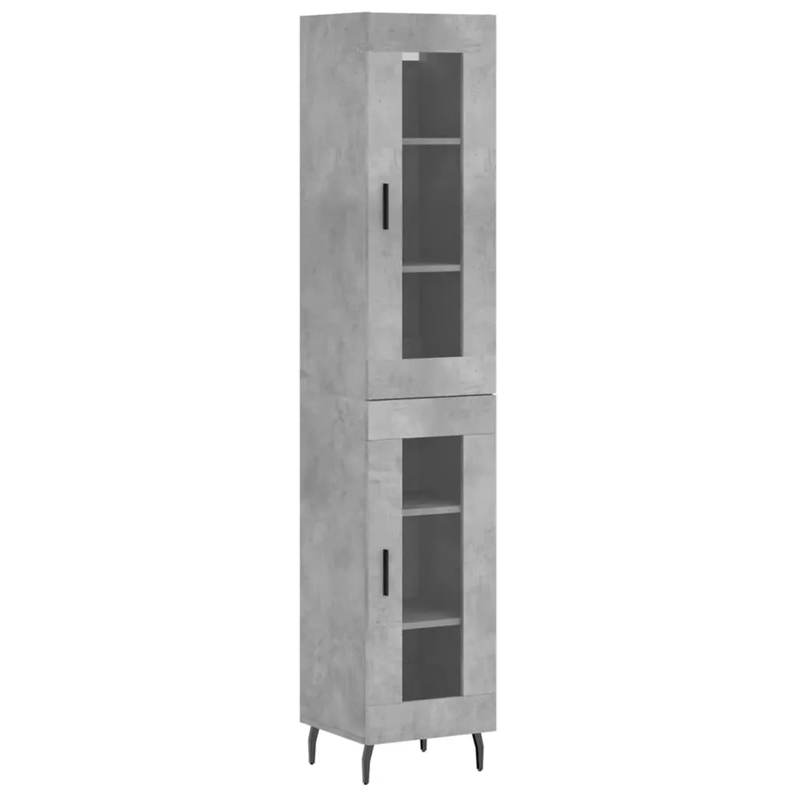 Buffet haut Gris béton 34,5x34x180 cm Bois d'ingénierie - 2