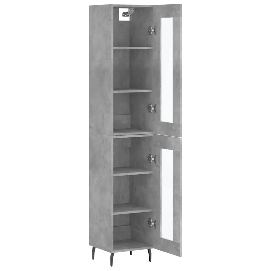 Buffet haut Gris béton 34,5x34x180 cm Bois d'ingénierie - 4