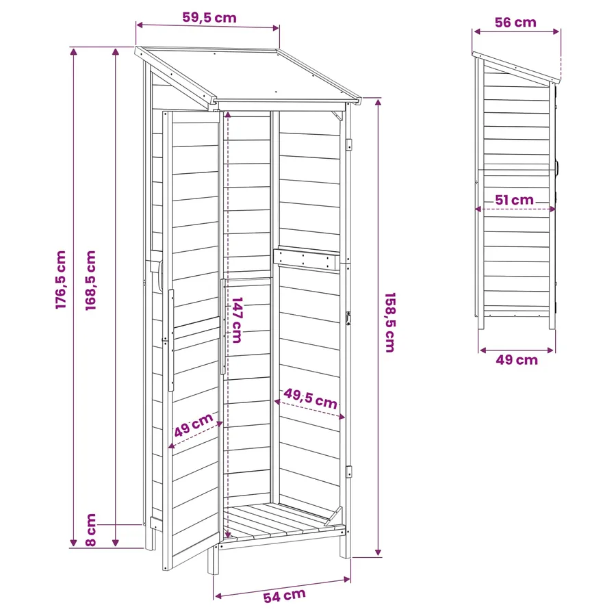 Abri de jardin avec toit Naturel 59,5 x 56 x 176,5 cm - 11