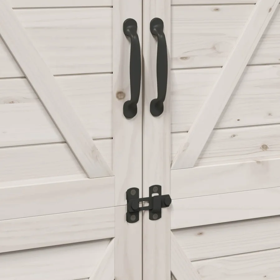 Abri de jardin Blanc 106 x 56 x 176,5 cm Bois de Sapin Massif - 9