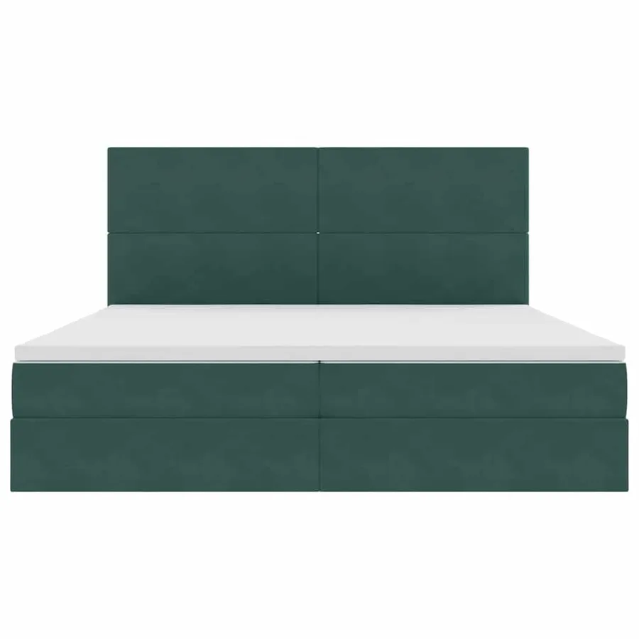 Lit avec rangement et matelas Vert foncé 200 x 200 cm Velours - 7