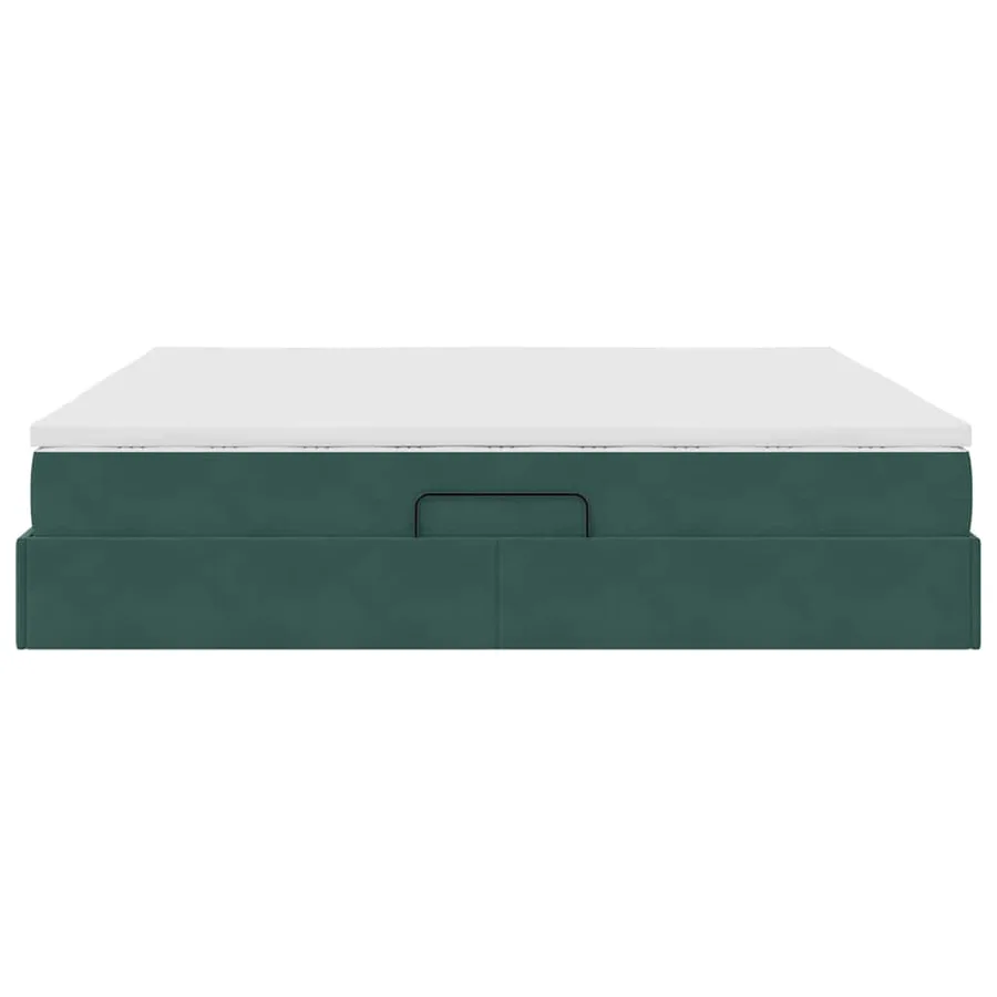 Lit avec rangement et matelas Vert foncé 200 x 200 cm Velours - 10