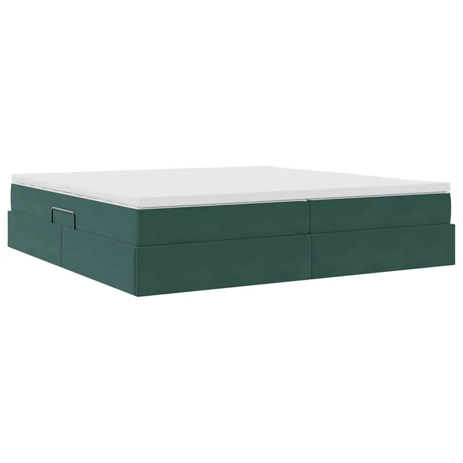 Lit avec rangement et matelas Vert foncé 200 x 200 cm Velours - 11
