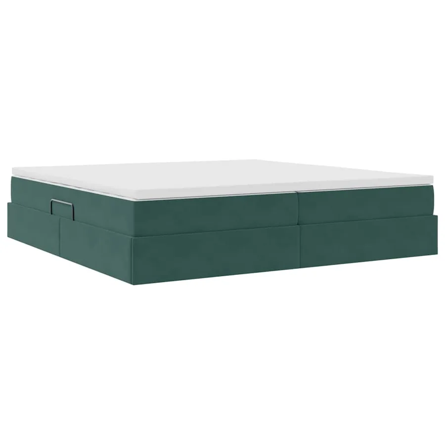 Lit avec rangement et matelas Vert foncé 200 x 200 cm Velours - 6
