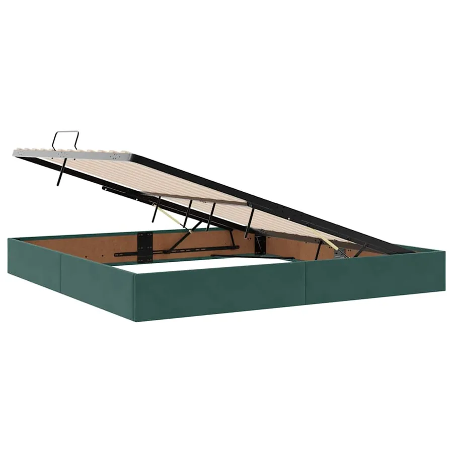 Lit avec rangement et matelas Vert foncé 200 x 200 cm Velours - 7