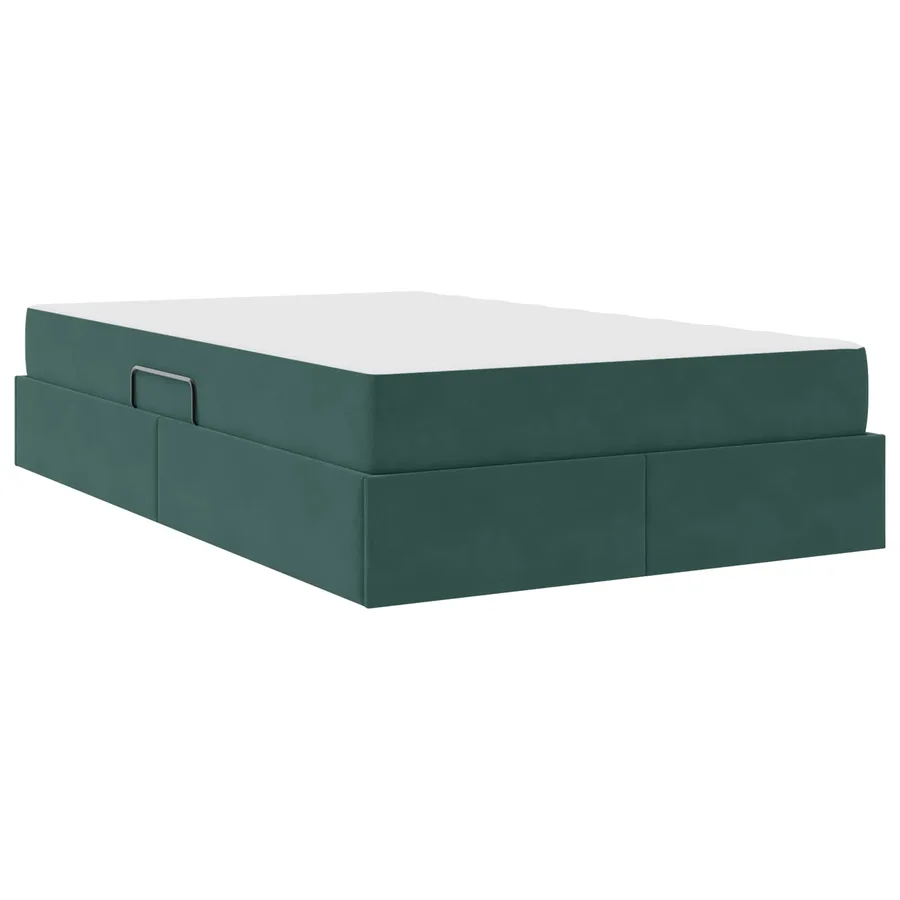Lit avec rangement et matelas Vert foncé 120 x 190 cm Velours - 10