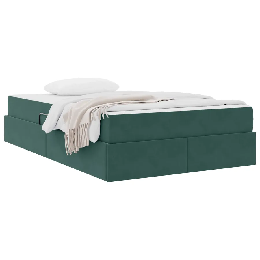 Lit avec rangement et matelas Vert foncé 120 x 190 cm Velours - 3