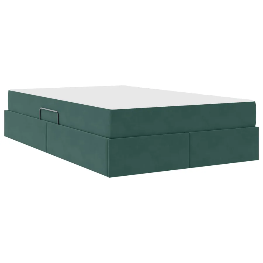 Lit avec rangement et matelas Vert foncé 120 x 190 cm Velours - 5