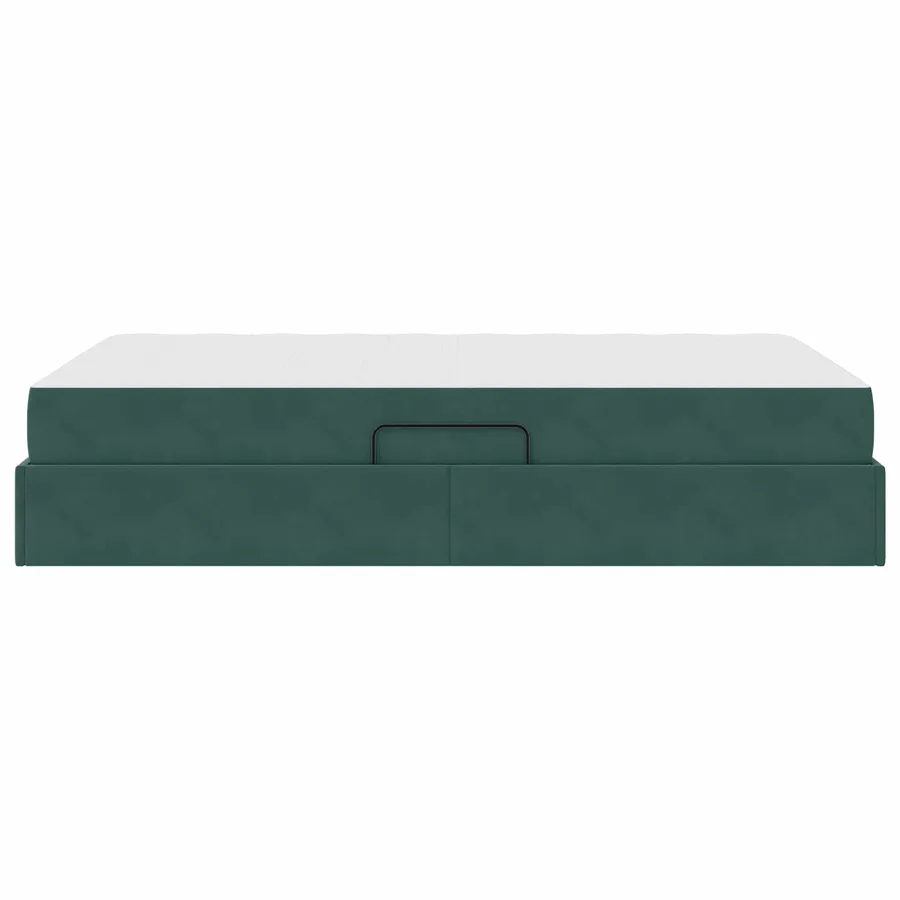 Lit avec rangement et matelas Vert foncé 120 x 190 cm Velours - 9