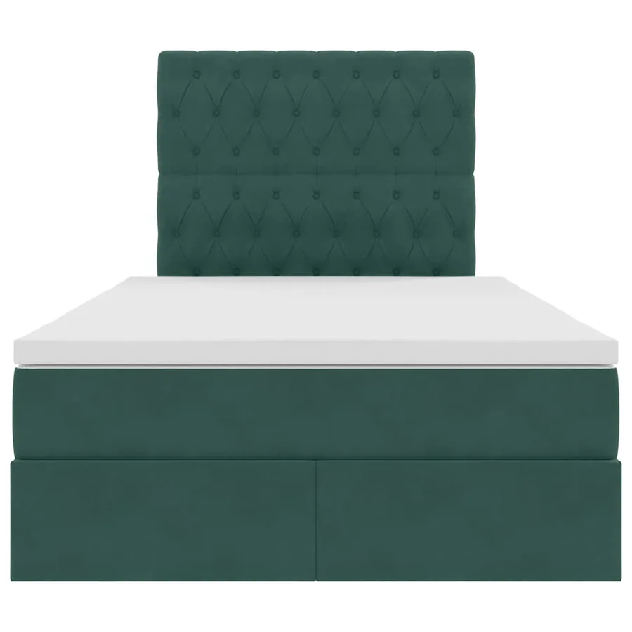 Lit avec rangement et matelas Vert foncé 120 x 190 cm Velours - 7