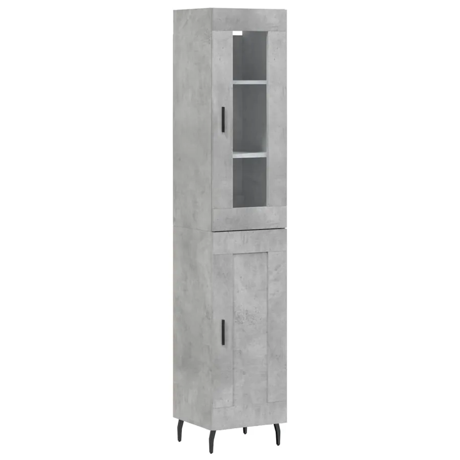 Buffet haut Gris béton 34,5x34x180 cm Bois d'ingénierie - 2