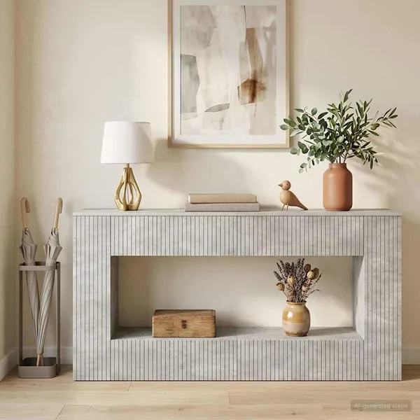 Table console Gris Béton 155 x 29 x 74 cm Bois d’ingénierie