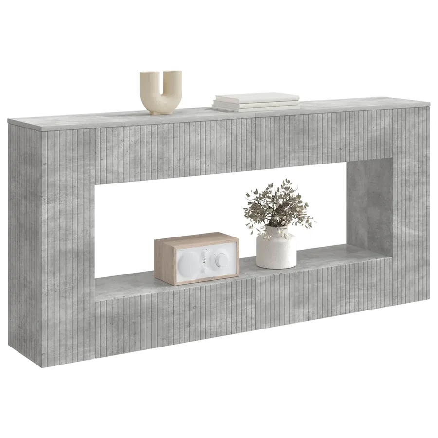 Table console Gris Béton 155 x 29 x 74 cm Bois d’ingénierie - 3