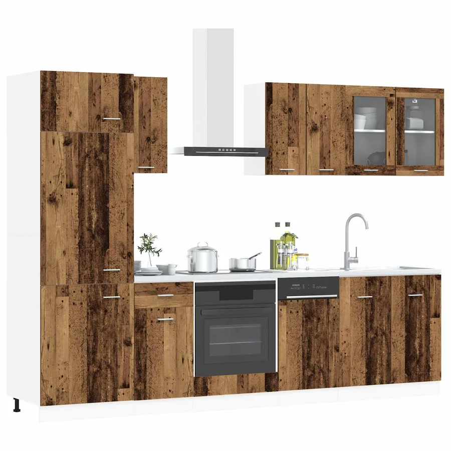 Unité de cuisine Lyon 8 pcs Bois ancien Bois d'ingénierie - 3