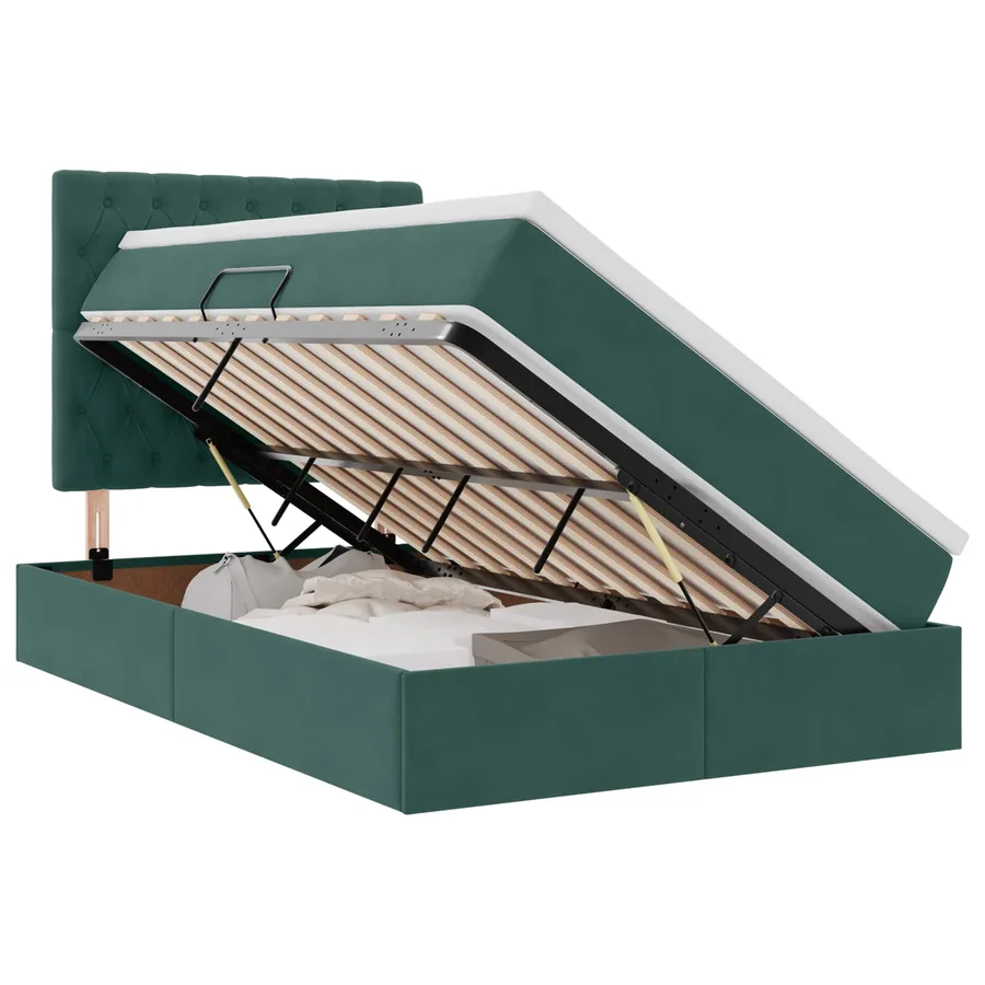 Lit de rangement LED avec matelas Vert foncé 120 x 190 cm - 2