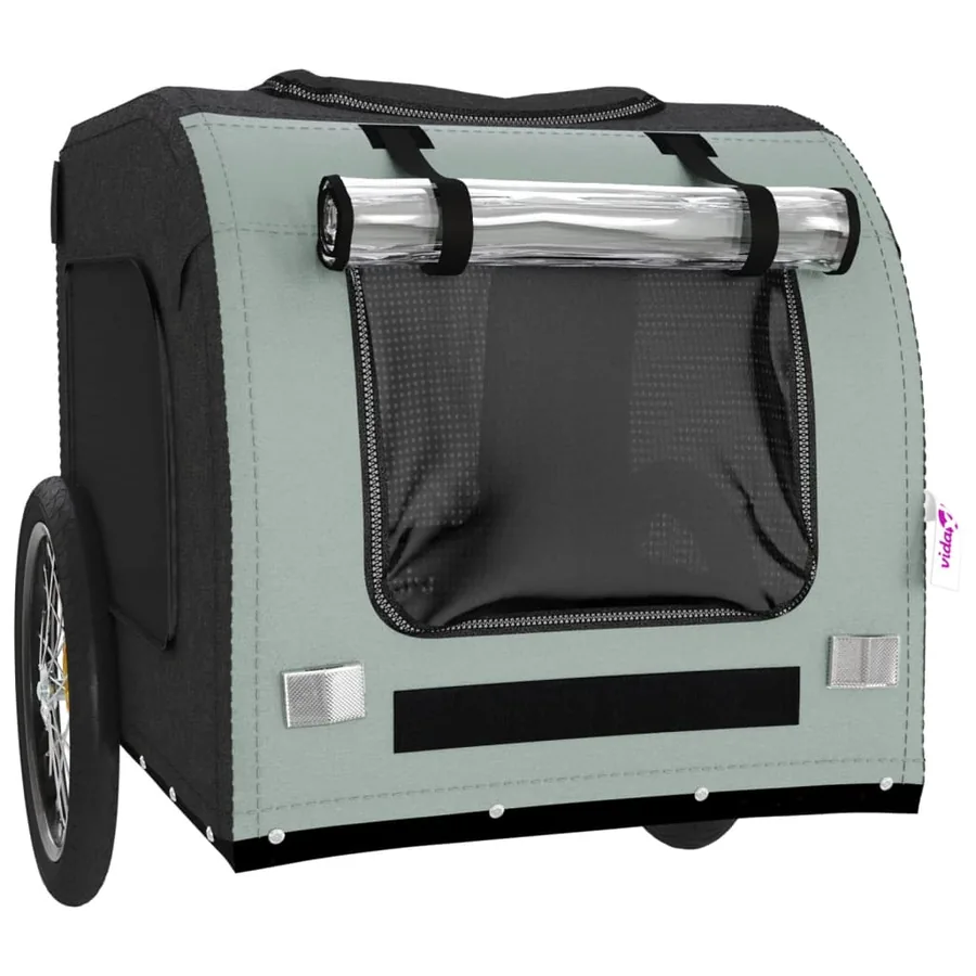 Remorque de vélo pour animaux de compagnie gris et noir - 5