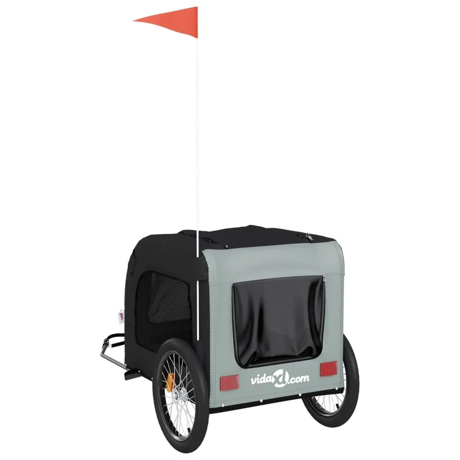 Remorque de vélo pour animaux de compagnie gris et noir - 8