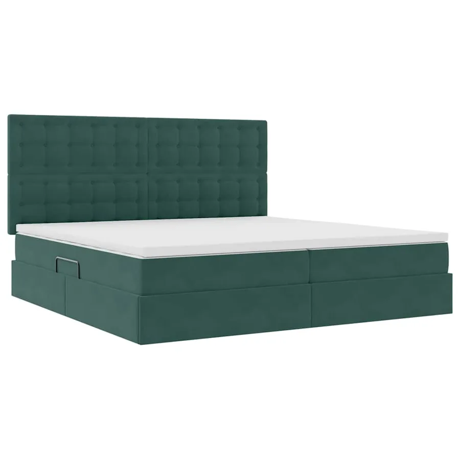 Lit de rangement LED avec matelas Vert foncé 200 x 200 cm - 6