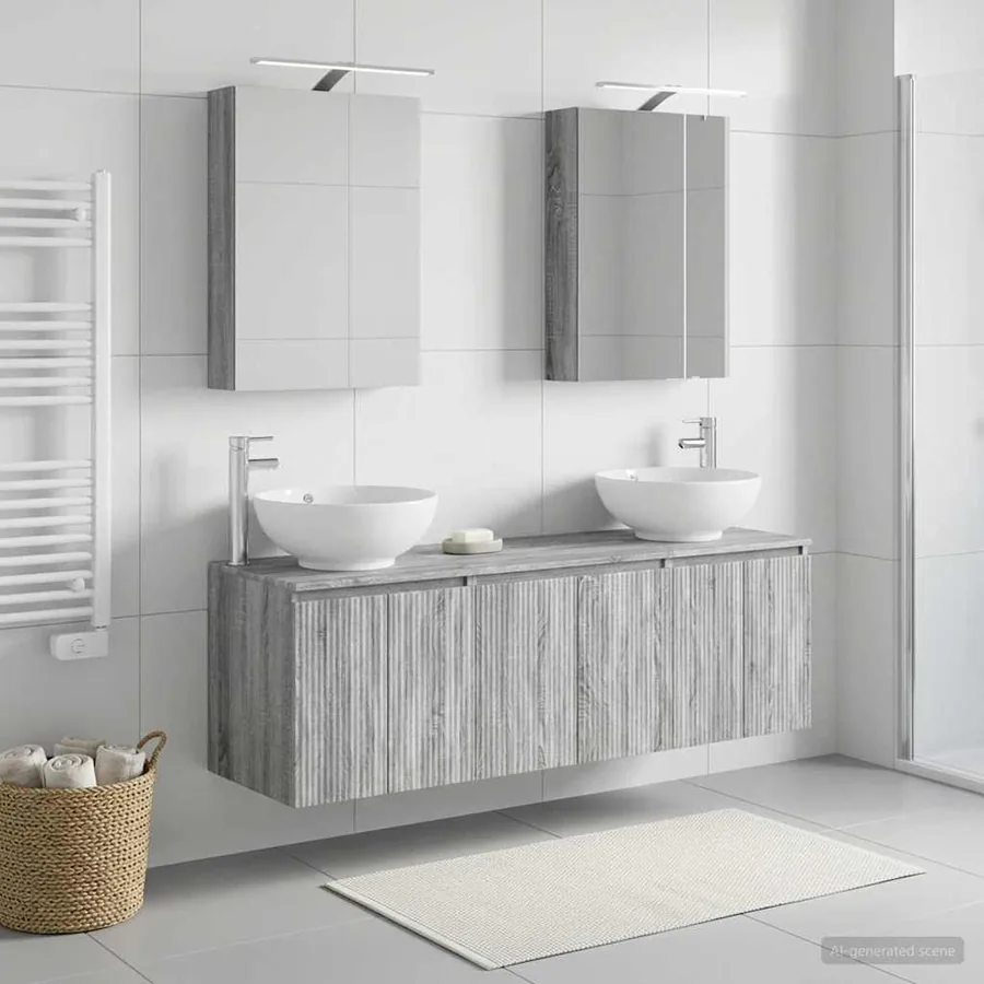 Ensemble d'armoire de salle de bain 5 pcs Sonoma gris