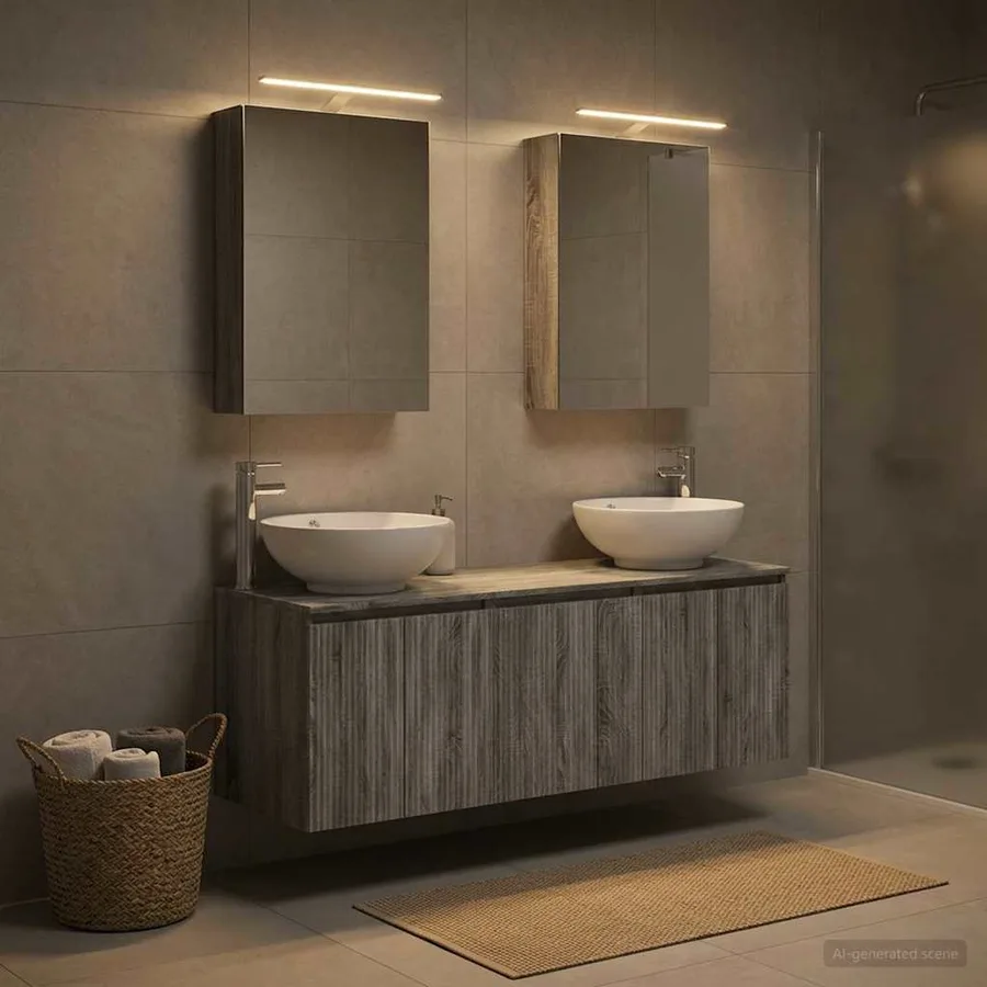 Ensemble d'armoire de salle de bain 5 pcs Sonoma gris - 4