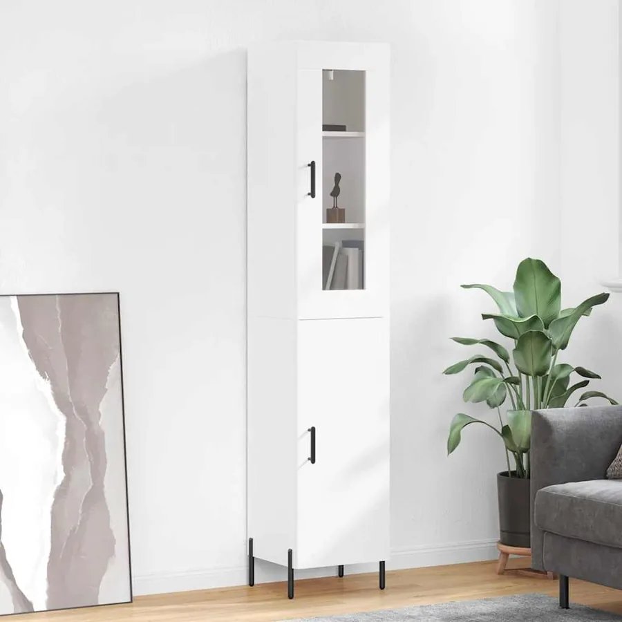 Buffet haut Blanc 34,5x34x180 cm Bois d'ingénierie