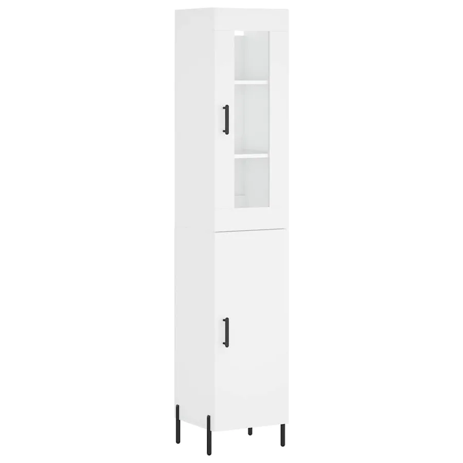 Buffet haut Blanc 34,5x34x180 cm Bois d'ingénierie - 2
