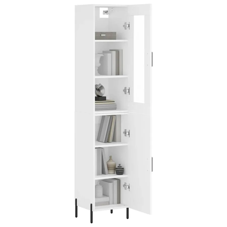 Buffet haut Blanc 34,5x34x180 cm Bois d'ingénierie - 3