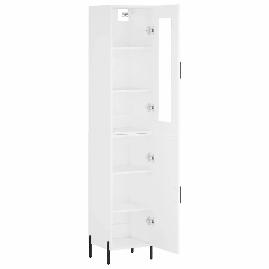 Buffet haut Blanc 34,5x34x180 cm Bois d'ingénierie - 4