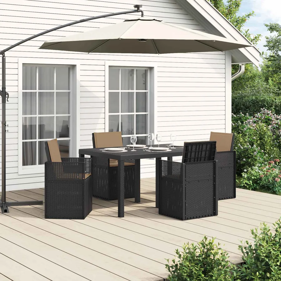 Ensemble de salle à manger pour jardin avec coussin 5 pcs PP