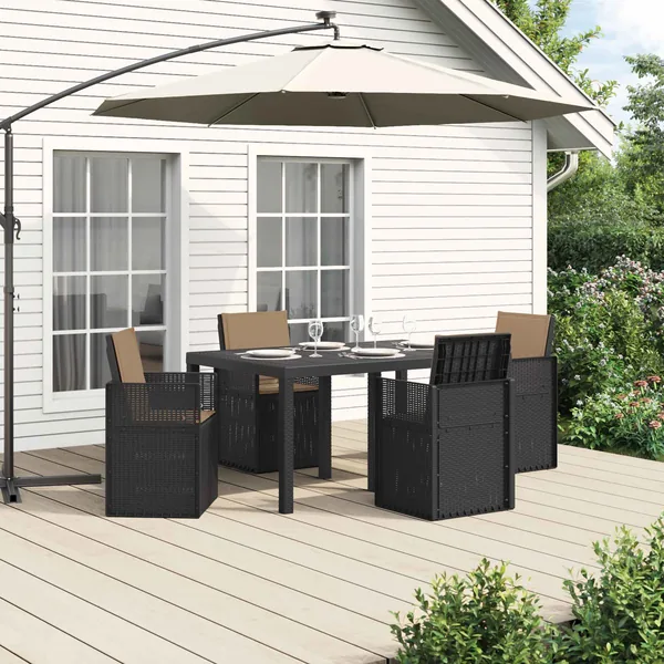 Ensemble de salle à manger pour jardin avec coussin 5 pcs PP