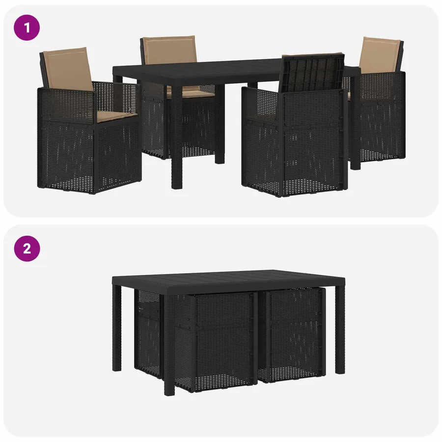 Ensemble de salle à manger pour jardin avec coussin 5 pcs PP - 10
