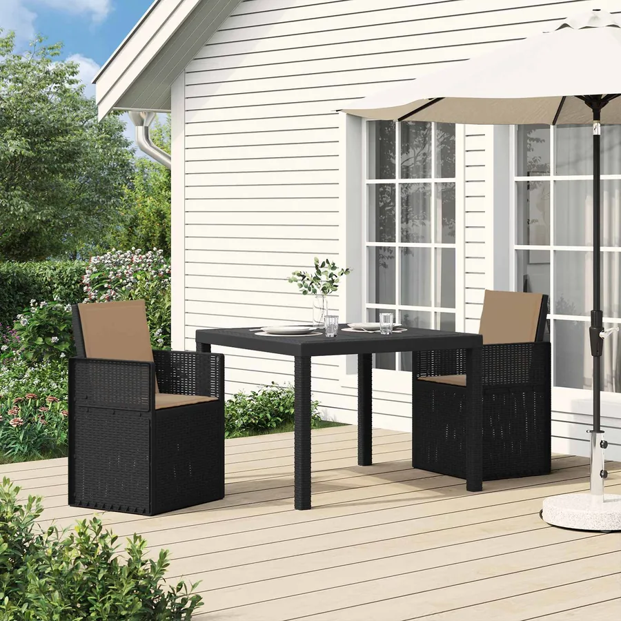 Ensemble de salle à manger pour jardin avec coussin 3 pcs PP