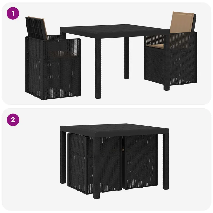 Ensemble de salle à manger pour jardin avec coussin 3 pcs PP - 8