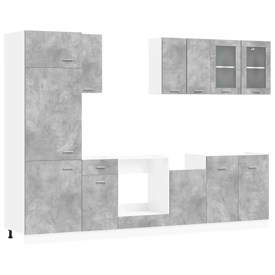 Unité de cuisine Lyon 8 pcs Gris béton Bois d'ingénierie - 2