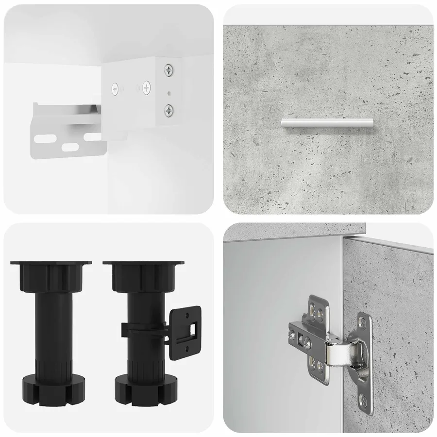 Unité de cuisine Lyon 8 pcs Gris béton Bois d'ingénierie - 5