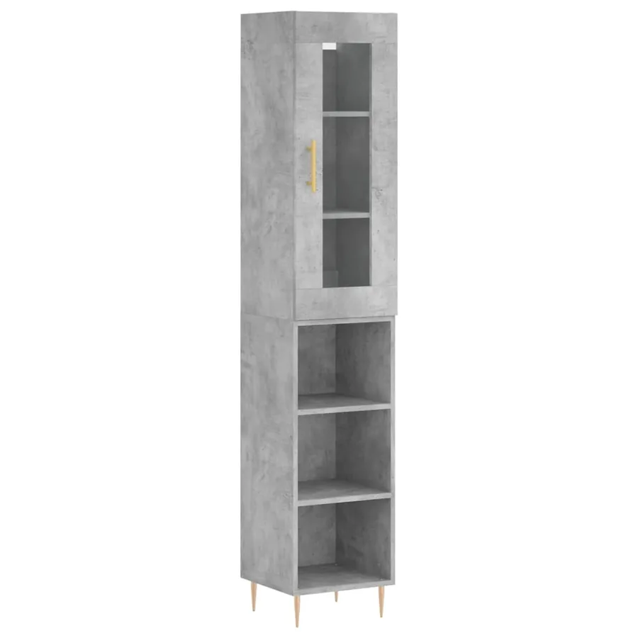 Buffet haut Gris béton 34,5x34x180 cm Bois d'ingénierie - 2