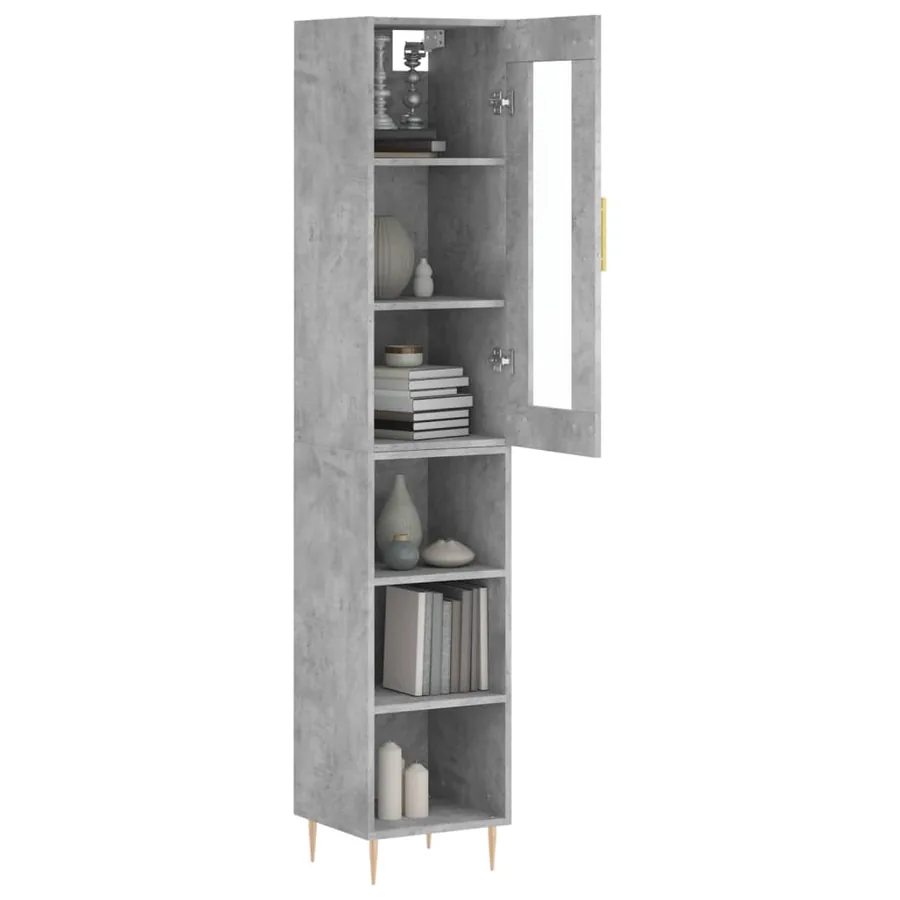Buffet haut Gris béton 34,5x34x180 cm Bois d'ingénierie - 3