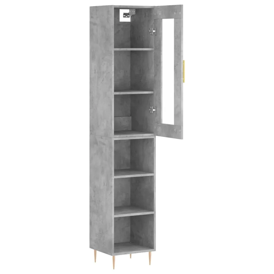 Buffet haut Gris béton 34,5x34x180 cm Bois d'ingénierie - 4