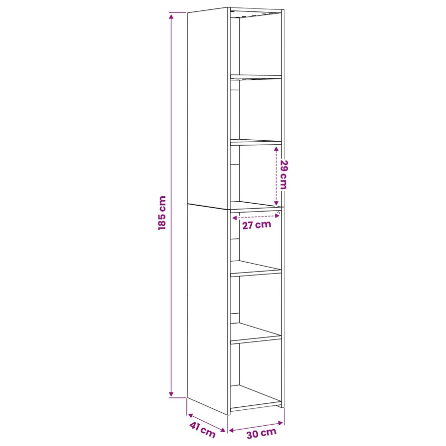 Haut Armoire Chêne artisanal 30 x 41 x 185 cm Bois d'ingénierie - 9