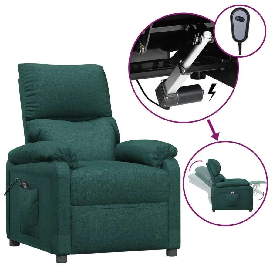Fauteuil inclinable électrique Vert foncé Tissu - 2